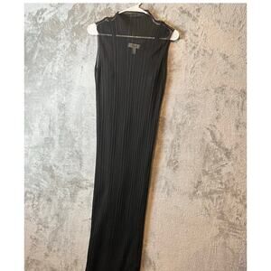 COS Pleated High Neck Maxi Black Sheer Dress Women's Size Small